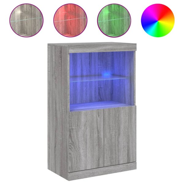vidaXL Buffet avec lumières LED sonoma gris 60 5x37x100 cm