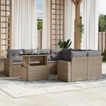 vidaXL Salon de jardin avec coussins 9 Pièces beige résine tressée