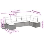vidaXL Ensemble de canapé de jardin 7 pièces avec coussins Noir Poly Rattan