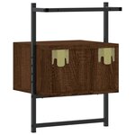 vidaXL Table de chevet murale chêne brun 35x30x51 cm bois d'ingénierie