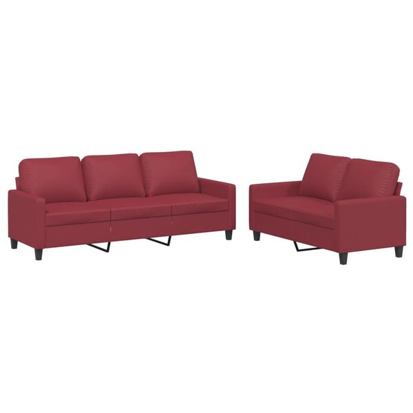 vidaXL Ensemble de canapés 2 Pièces et coussins Rouge bordeaux Similicuir