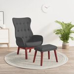 vidaXL Chaise de relaxation avec repose-pied Gris foncé Tissu