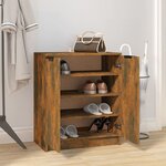 vidaXL Meuble à chaussures Chêne fumé 59x35x70 cm Bois d'ingénierie