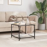 vidaXL Table basse avec dessus en verre transparent 50x50x40 cm acier