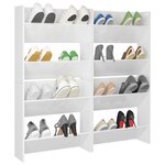 vidaXL Armoires à chaussures murales 4 Pièces blanc brillant 60x18x60 cm