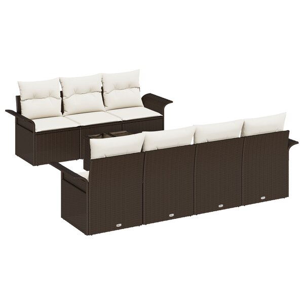 vidaXL Ensemble de canapés jardin 8 pièces avec coussins brun poly rattan