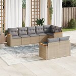vidaXL Salon de jardin avec coussins 8Pièces mélange beige résine tressée