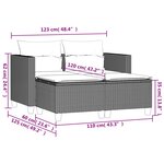 vidaXL Canapé de jardin 2 places avec tabourets beige résine tressée