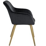 Lot de 2 chaises pieds doré siège de salon cuisine salle à manger design élégant noir 08_0000165