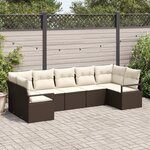 Ensemble de Canapé de Jardin 7 Pièces avec Coussins Marron vidaXL