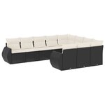 vidaXL Salon de jardin 10 Pièces avec coussins noir résine tressée