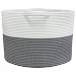 vidaXL Panier à linge gris et blanc Ø55x36 cm coton