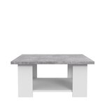 Table Basse - Blanc/Béton Gris Clair - L 67 x P 67 x H 31 cm - PILVI