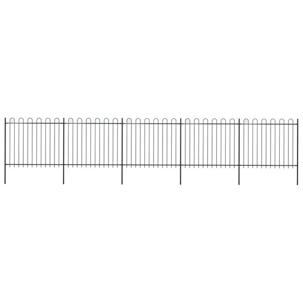 Vidaxl clôture de jardin avec dessus en cerceau acier 8 5 x 1 5 m noir