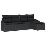 vidaXL Ensemble de 5 Canapés de Jardin avec Coussins Noir Rattan Poly