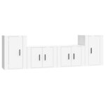 vidaXL Ensemble de meubles TV 4 Pièces Blanc Bois d'ingénierie