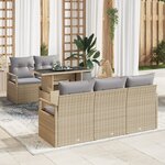 Ensemble de Canapé de Jardin 6 pièces avec Coussins Beige Rattan Poly
