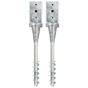 vidaXL Piquets au sol 2 Pièces Argenté 8x8x57 cm Acier galvanisé