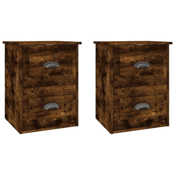 vidaXL Tables de chevet murales 2 Pièces chêne fumé 41 5x36x53 cm