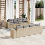 vidaXL Salon de jardin avec coussins 9 Pièces beige résine tressée