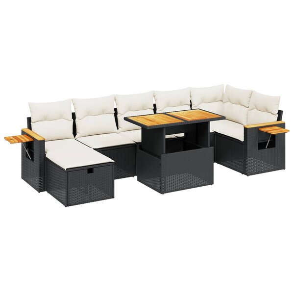 vidaXL Salon de jardin 8 Pièces avec coussins noir résine tressée