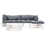 vidaXL Salon de jardin palette 4 Pièces avec coussins gris Bois