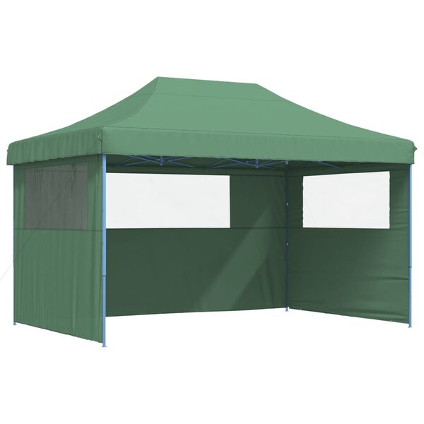 vidaXL Tente de réception pliable escamotable 3 parois latérales vert