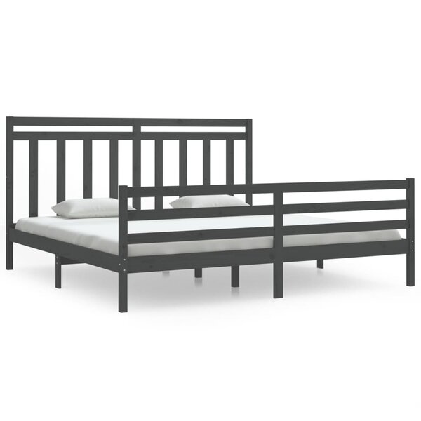 vidaXL Cadre de lit Gris Bois massif 200x200 cm