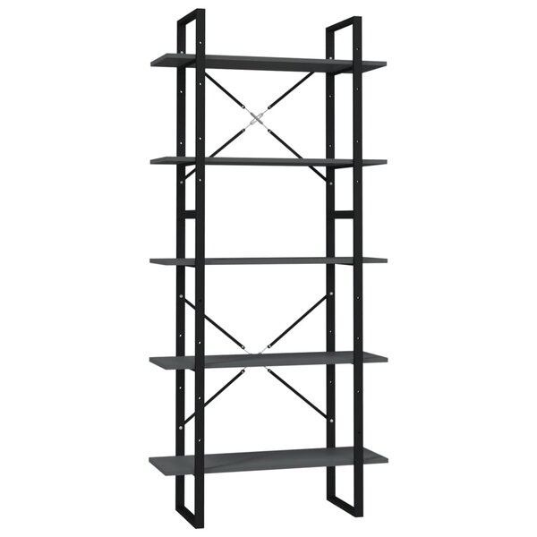 vidaXL Bibliothèque à 5 niveaux Gris 80x30x175 cm Bois d'ingénierie