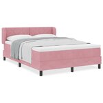 Lit Box Spring vidaXL avec Matelas Rose 160x200 cm Velours