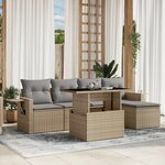 vidaXL Salon de jardin avec coussins 6 Pièces beige résine tressée