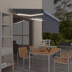 vidaXL Auvent manuel rétractable et store et LED 3x2 5 m Bleu et blanc