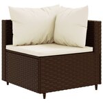 vidaXL Salon de jardin 4 Pièces avec coussins Marron Résine tressée