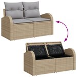 Ensemble de canapé de jardin de 13 pièces avec coussins beige poly rotin acacia