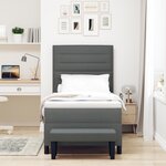 vidaXL Lit à ressorts avec matelas et banc Gris foncé 100x200 cm Tissu