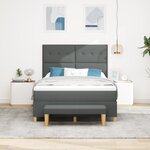 vidaXL Lit à ressorts avec Matelas & Banc Gris Foncé 160x200 cm Tissu