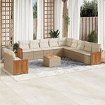 vidaXL Salon de jardin avec coussins 12 Pièces beige résine tressée