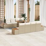 Ensemble de Canapés de Jardin vidaXL 9 Pièces avec Coussins Beige Rotin Poly