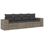 vidaXL Salon de jardin 4 Pièces avec coussins gris résine tressée