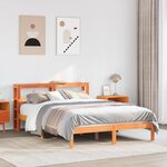 vidaXL Cadre de lit et tête de lit sans matelas cire marron 150x200 cm
