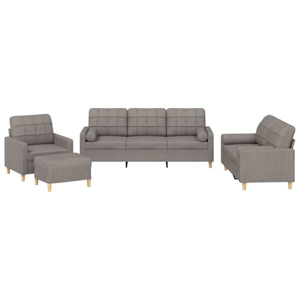 vidaXL Ensemble de canapés 4 Pièces avec coussins taupe tissu