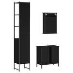 vidaXL Ensemble de meubles salle de bain 3 Pièces noir bois d'ingénierie