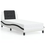 vidaXL Cadre de lit avec tête de lit blanc et noir 90x200cm similicuir