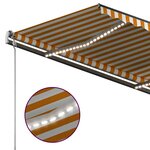 vidaXL Auvent automatique capteur de vent et LED 3x2 5m Jaune et blanc