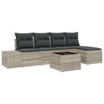 vidaXL Ensemble de Canapés de Jardin 6 Pièces avec Coussins Gris Rotin Synthétique