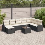 vidaXL Ensemble de Canapés de Jardin de 9 pièces avec Coussins Noir Rattan Synthétique