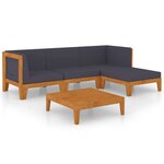vidaXL Salon de jardin 5 Pièces avec coussins Bois d'acacia solide