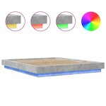 vidaXL Cadre de lit avec lumières LED gris béton 160x200 cm