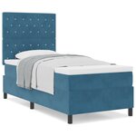 Lit avec sommier et matelas vidaXL Bleu foncé 90x200 cm Velours