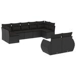 vidaXL Salon de jardin 9 Pièces avec coussins noir résine tressée